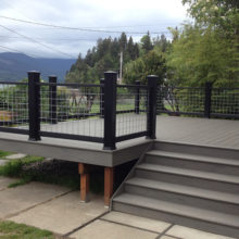 Detail of the new deck with steps and railing