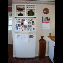 Port Madison kitchen refrigerator and counter before remodel